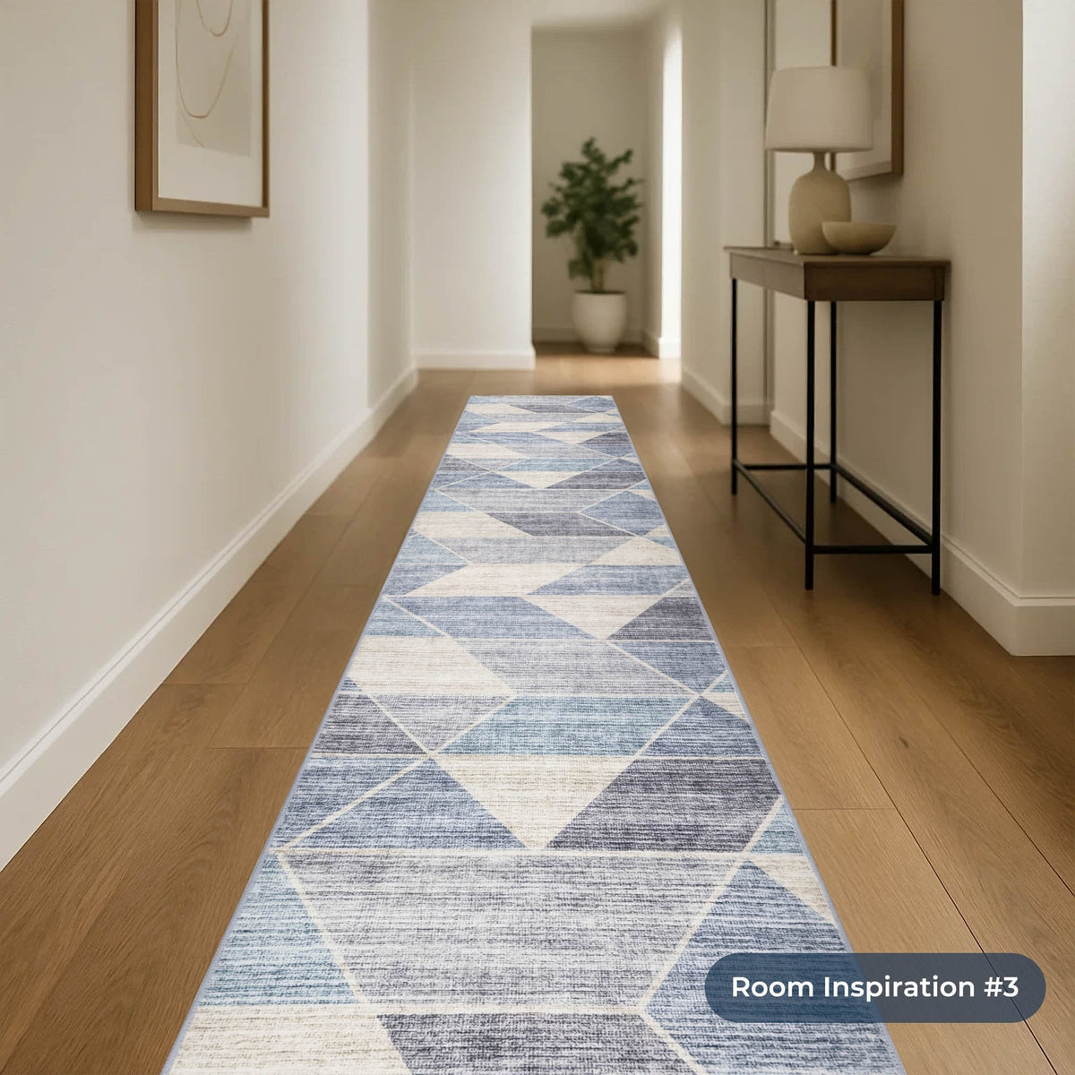 Shamir Multi/Blue Washable Rug Runner
