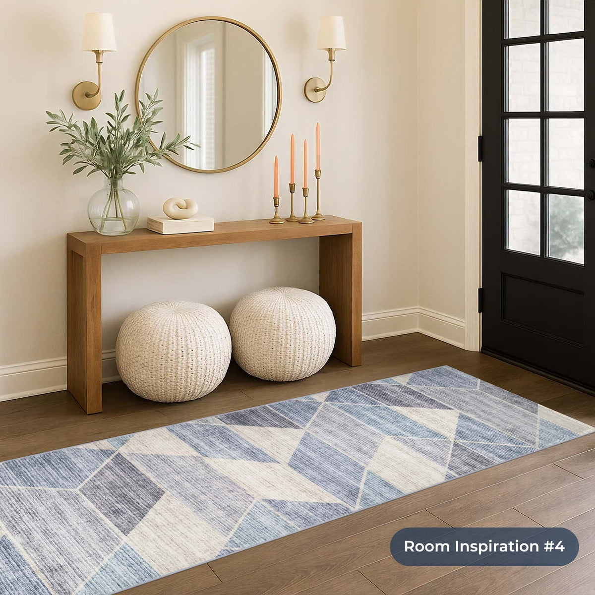 Shamir Multi/Blue Washable Rug Runner