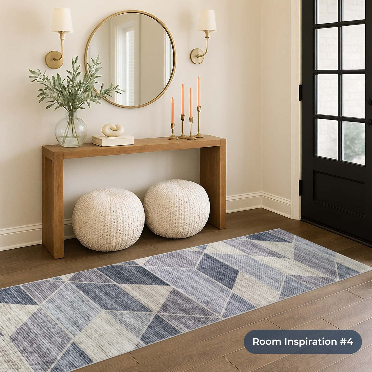 Shamir Gray/Ivory Washable Rug Runner