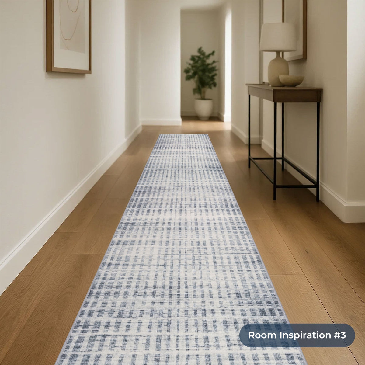 Santona Light Blue Washable Hall Runner