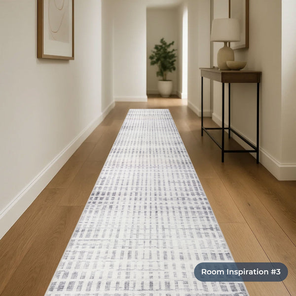 Santona Ivory/Gray Washable Rug Runner