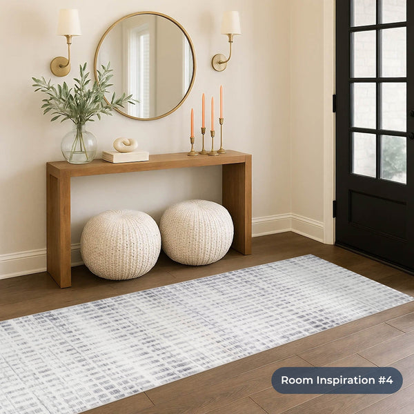 Santona Ivory/Gray Washable Rug Runner
