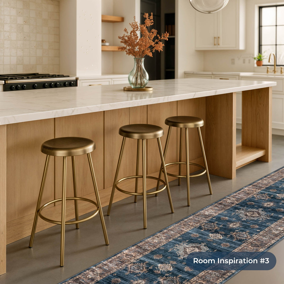 Philon Teal/Rust Washable Kitchen Runner