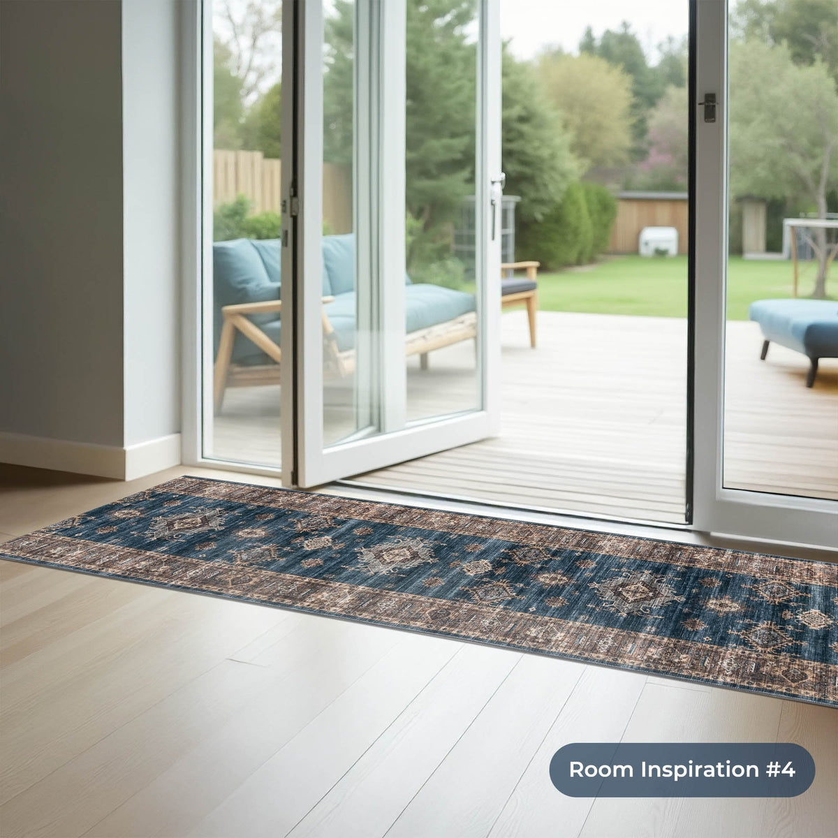 Philon Teal/Rust Washable Kitchen Runner