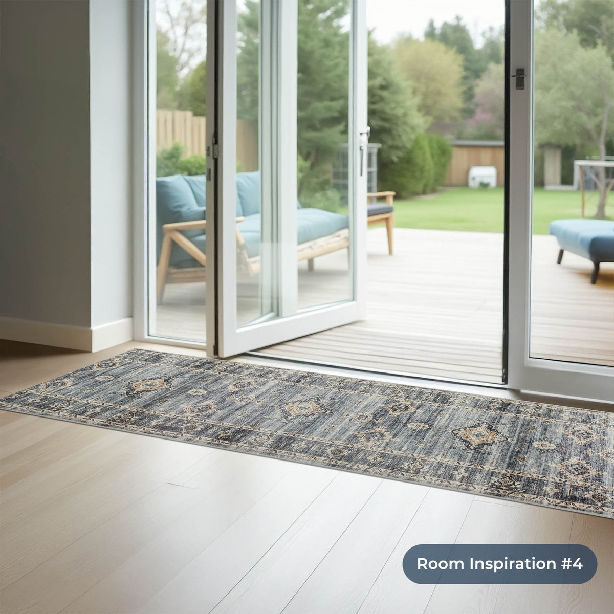 Herlen Light Grey/Beige Washable Kitchen Runner