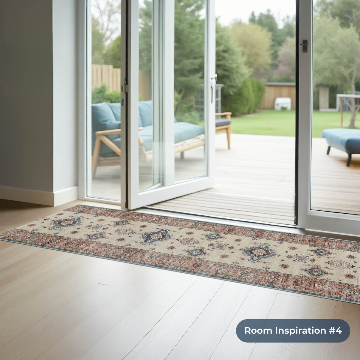 Saul Red/Beige Washable Kitchen Runner