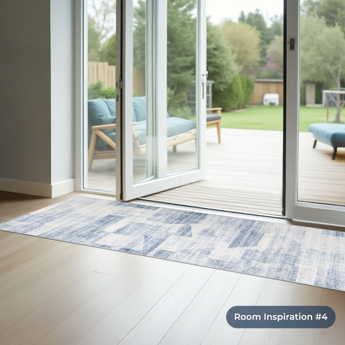 Sidney Light Blue Washable Kitchen Runner