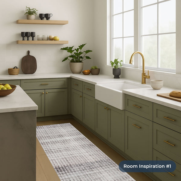 Santona Beige Washable Kitchen Runner