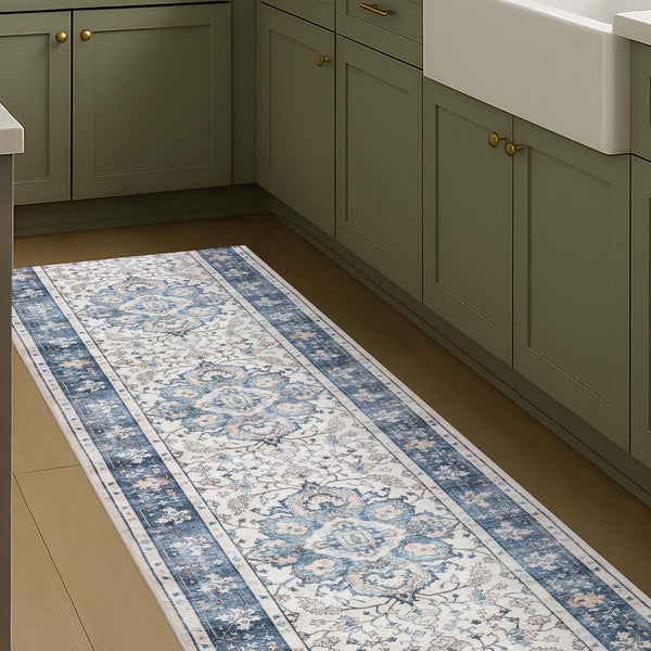 Santiago Beige Washable Kitchen Runner
