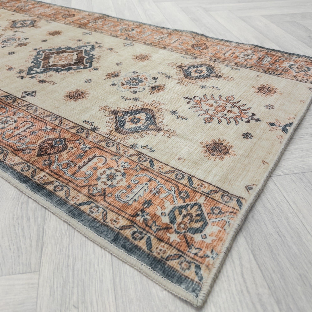 Saul Red/Beige Washable Kitchen Runner