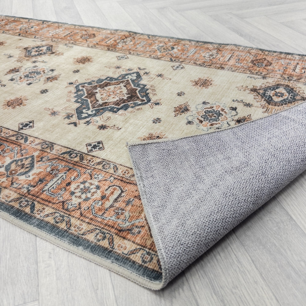 Saul Red/Beige Washable Kitchen Runner