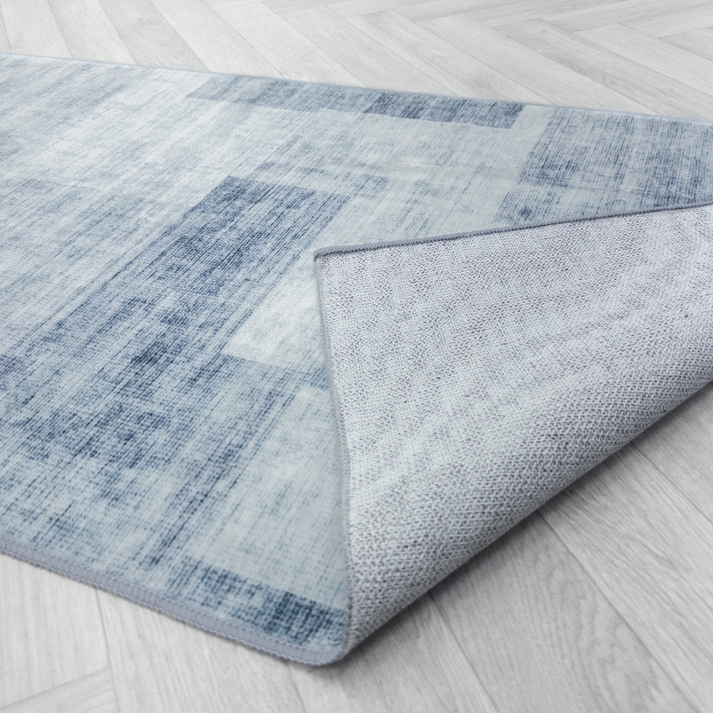 Sidney Light Blue Washable Kitchen Runner