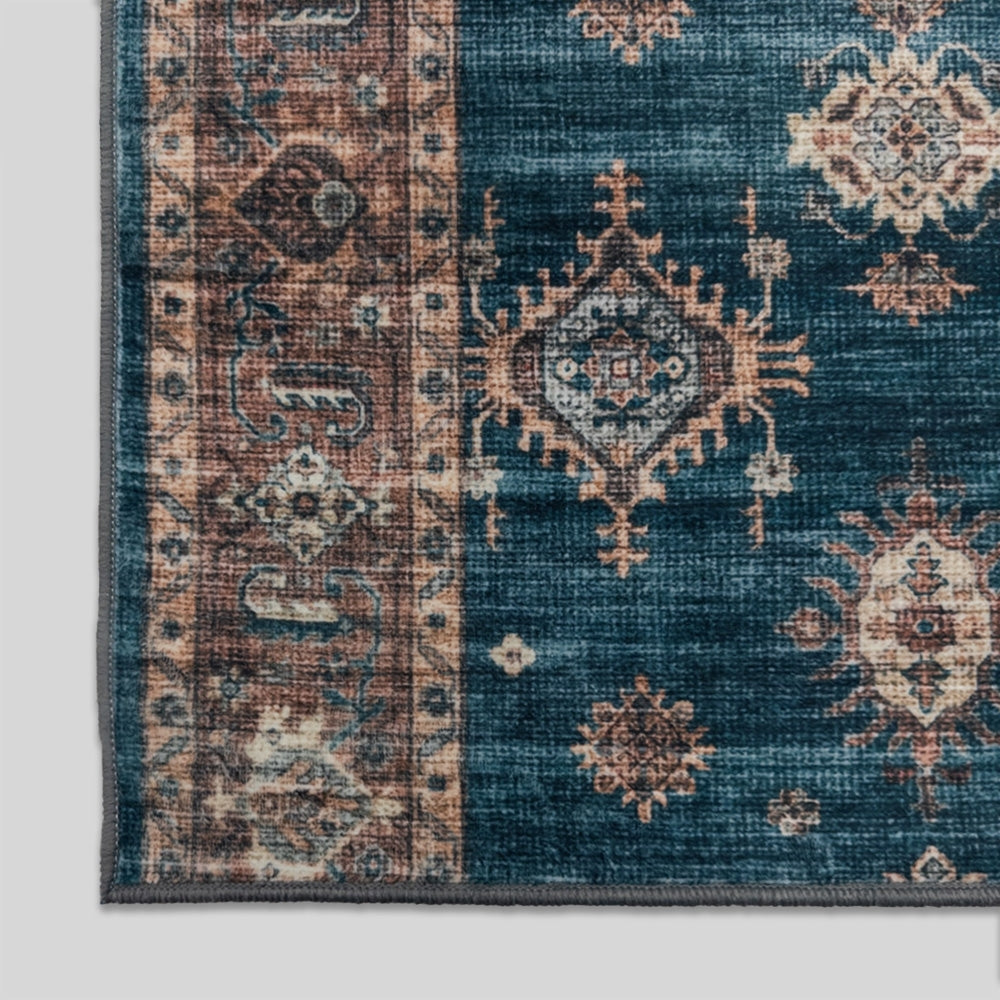 Philon Teal/Rust Washable Hall Runner