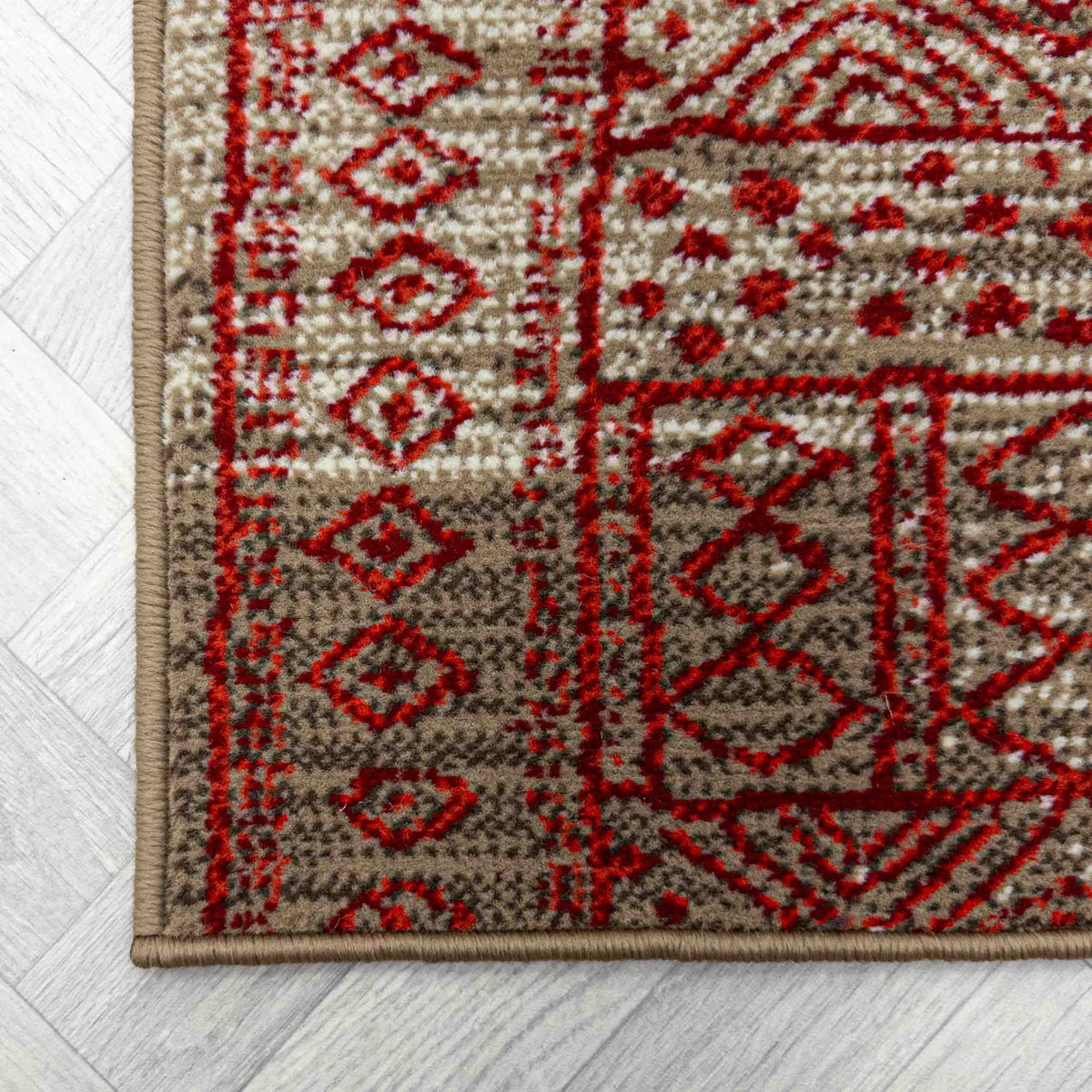 Afrikans Taupe / Red  Hall Runner