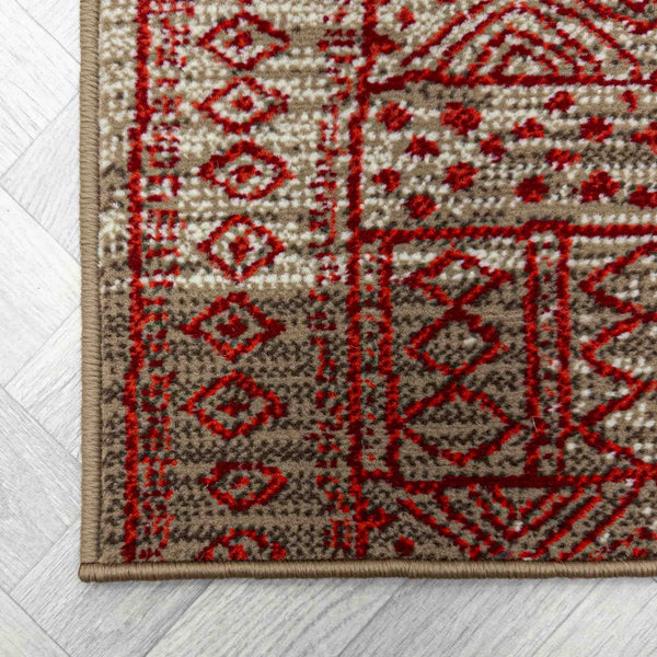Afrikans Taupe / Red  Hall Runner