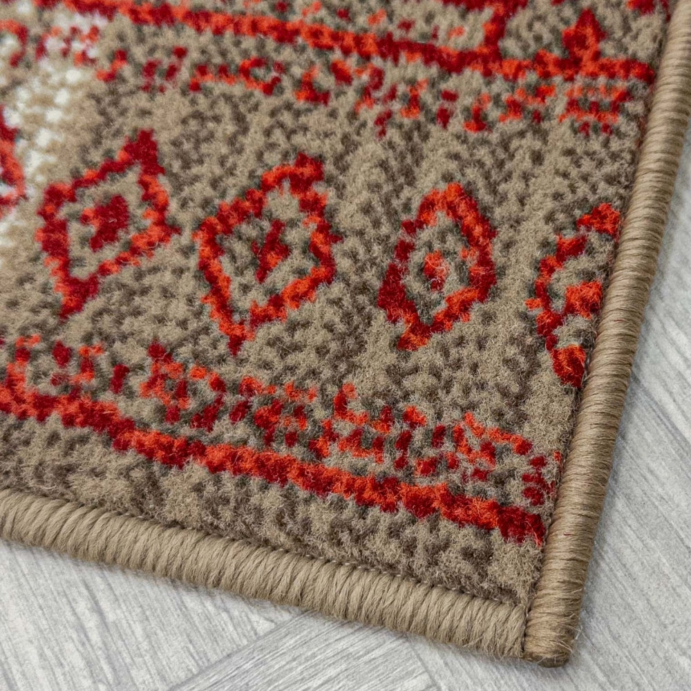 Afrikans Taupe / Red  Hall Runner
