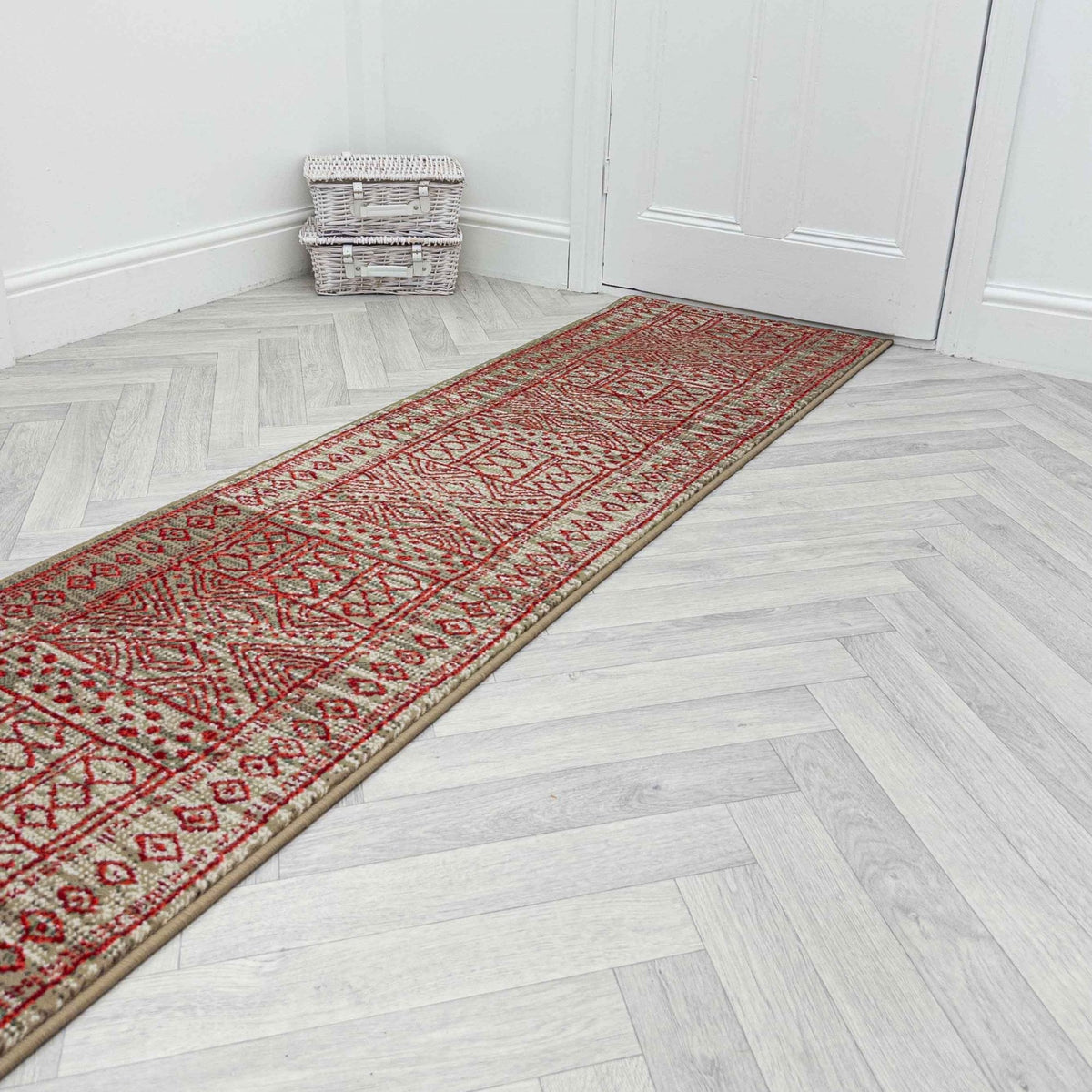 Afrikans Taupe / Red  Hall Runner