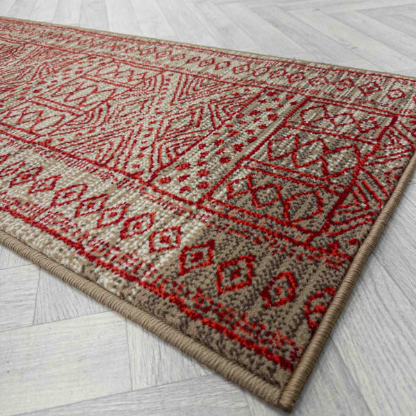 Afrikans Taupe / Red  Hall Runner