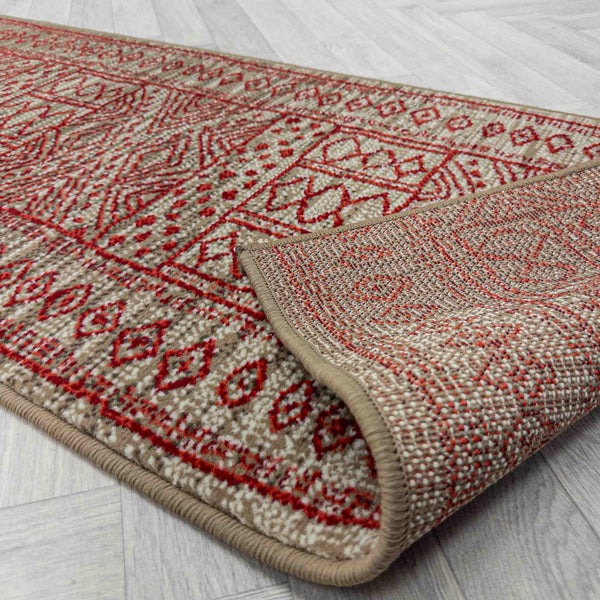 Afrikans Taupe / Red  Hall Runner