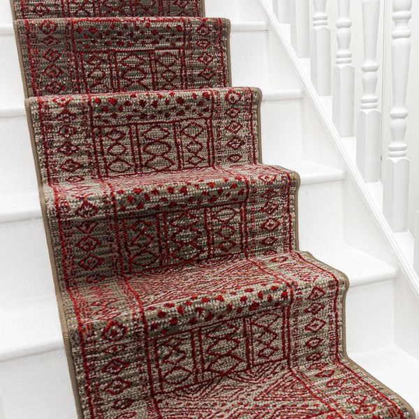 Afrikans Taupe / Red Stair Runner