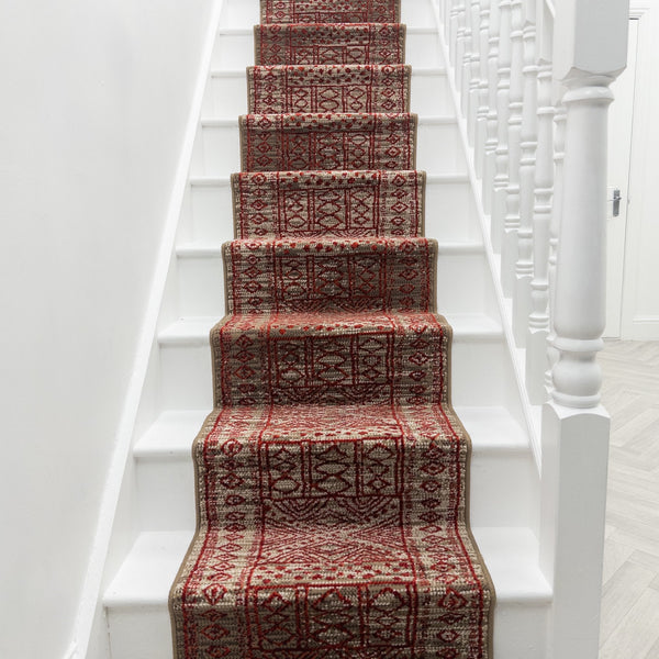 Afrikans Taupe / Rouge Tapis d’escalier