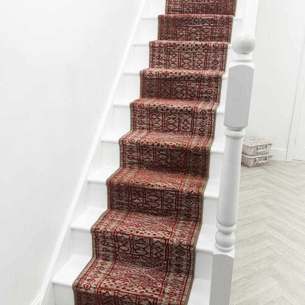 Afrikans Taupe / Rouge Tapis d’escalier