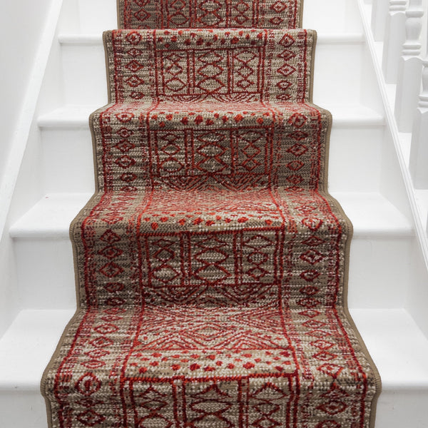 Afrikans Taupe / Rouge Tapis d’escalier