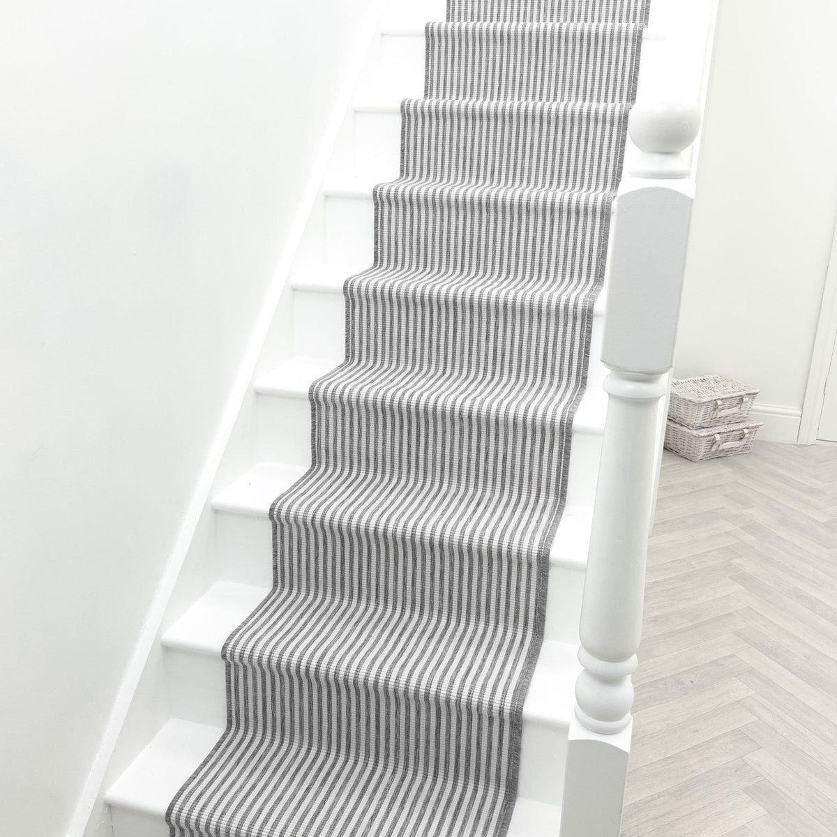 Pinstripe Grey Stair Runner