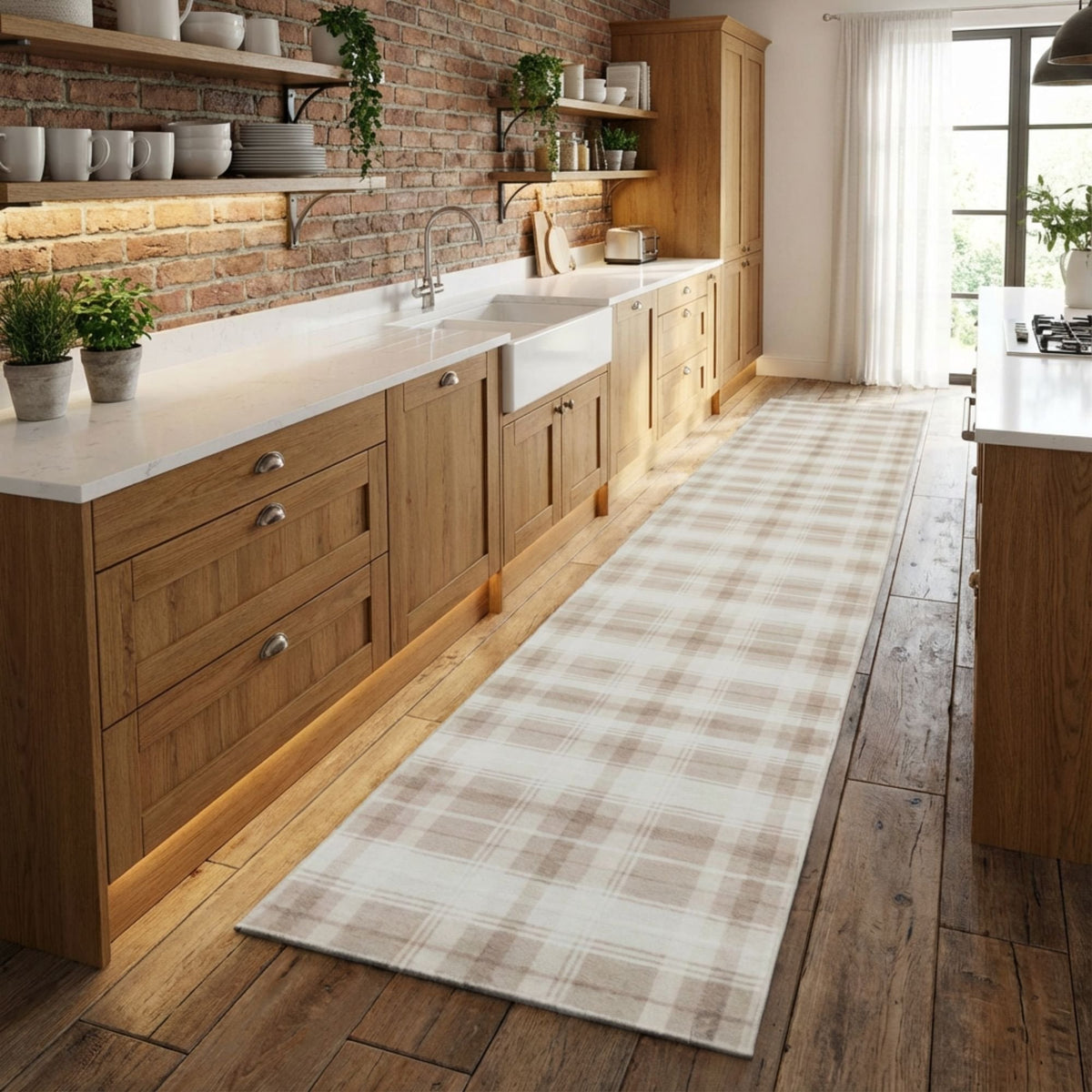 Sabrina Beige/Ivory Washable Kitchen Runner