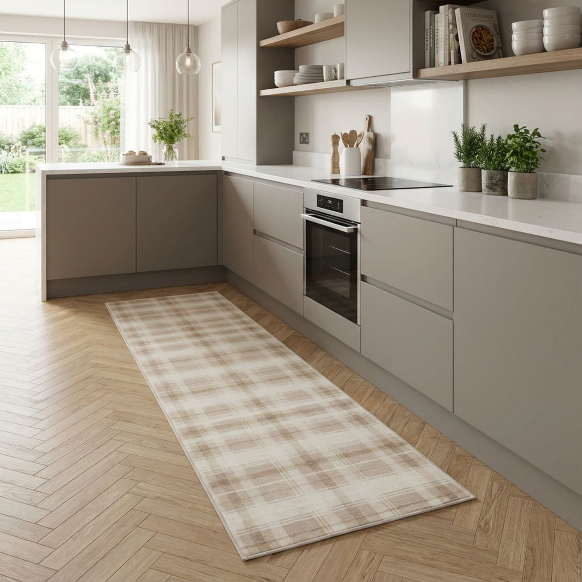 Sabrina Beige/Ivory Washable Kitchen Runner