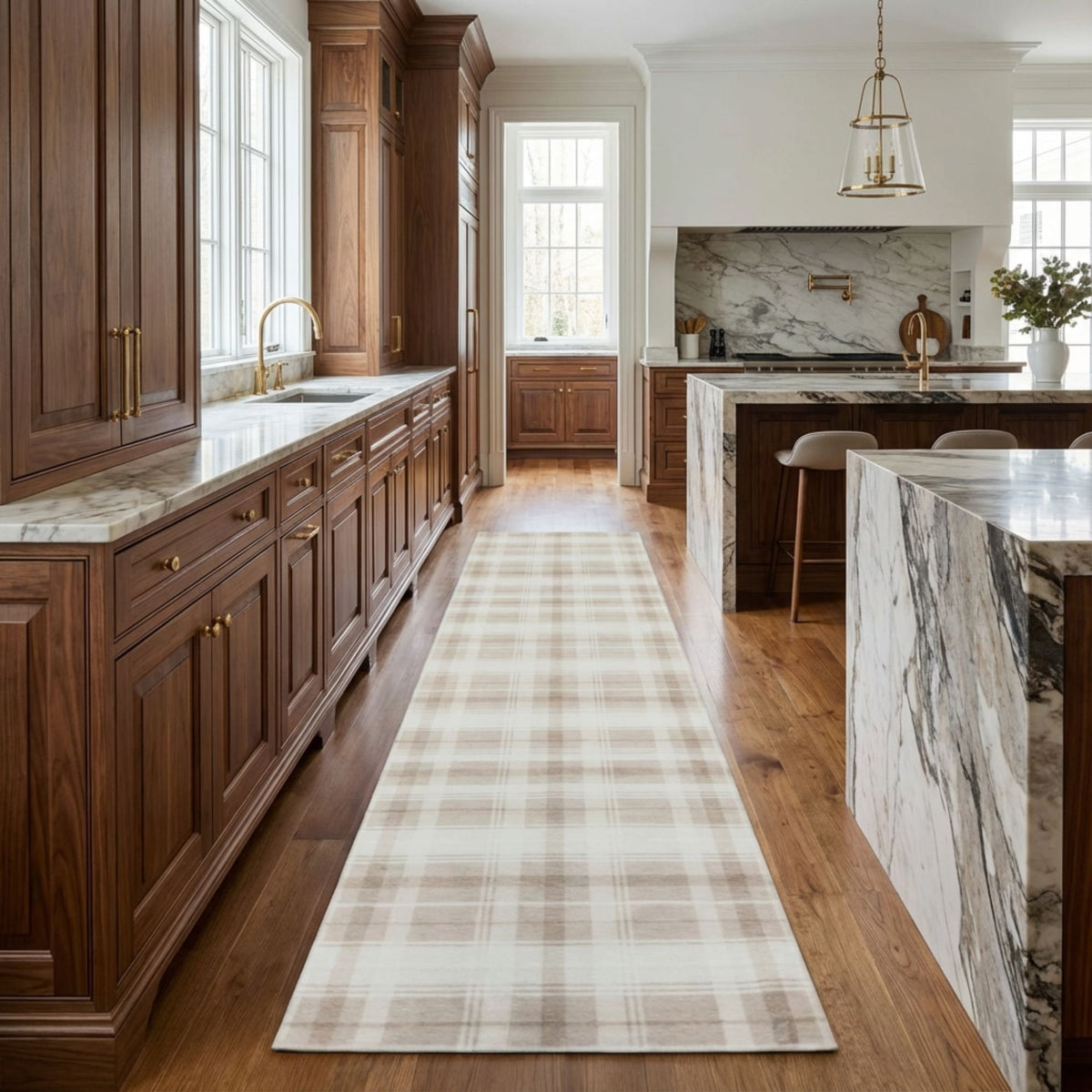 Sabrina Beige/Ivory Washable Kitchen Runner