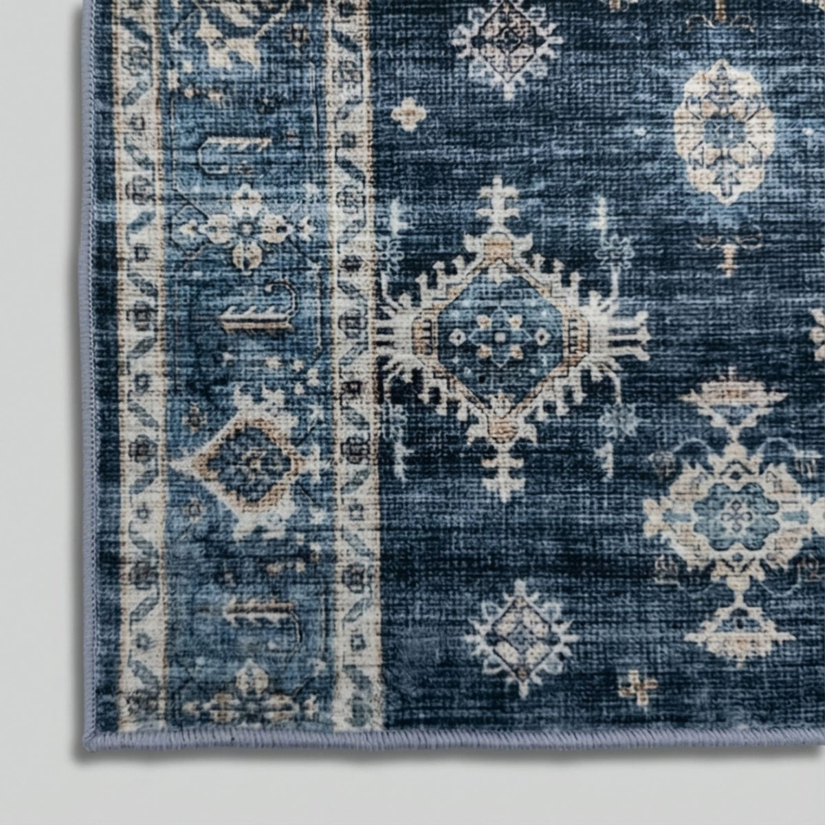 Philon Navy/Light Blue Washable Kitchen Runner