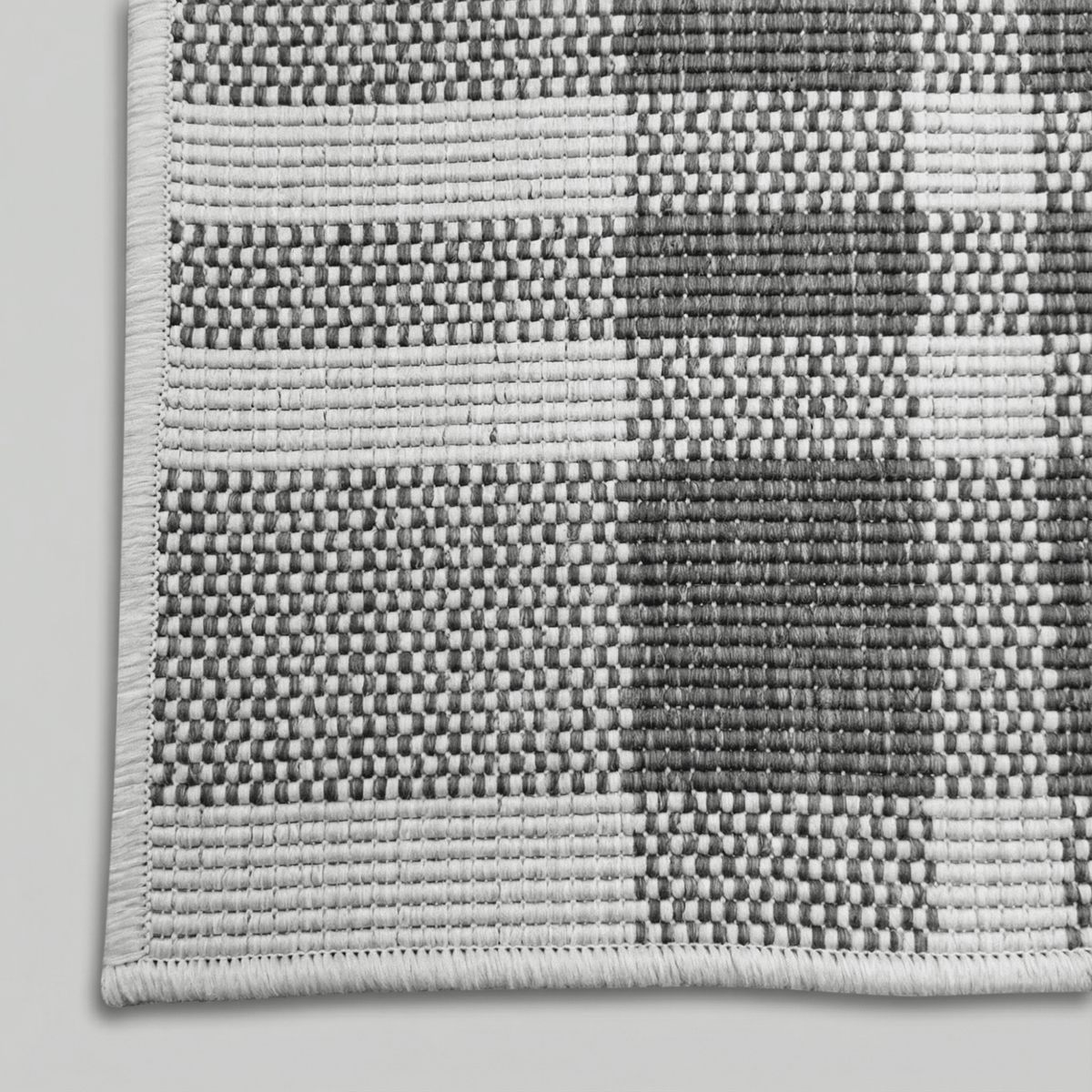 Chequered Grey Hall Runner