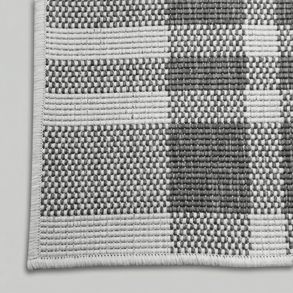 Chequered Grey Hall Runner