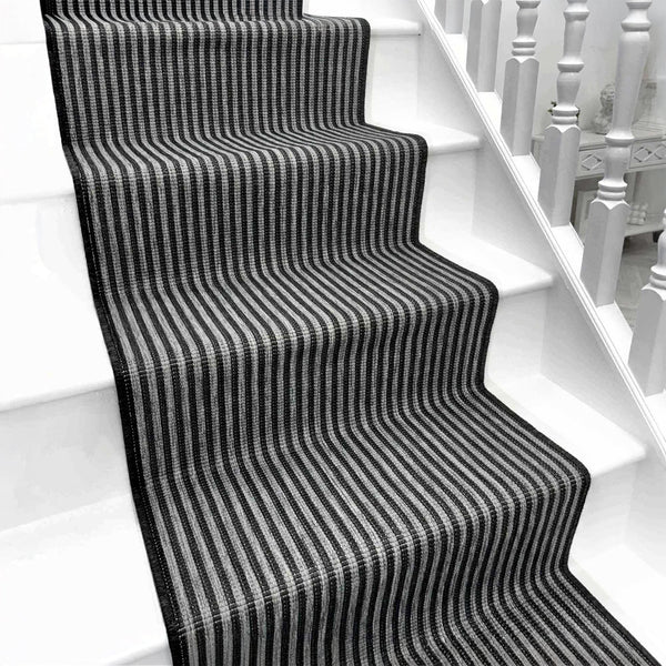 Pinstripe Black Stair Runner