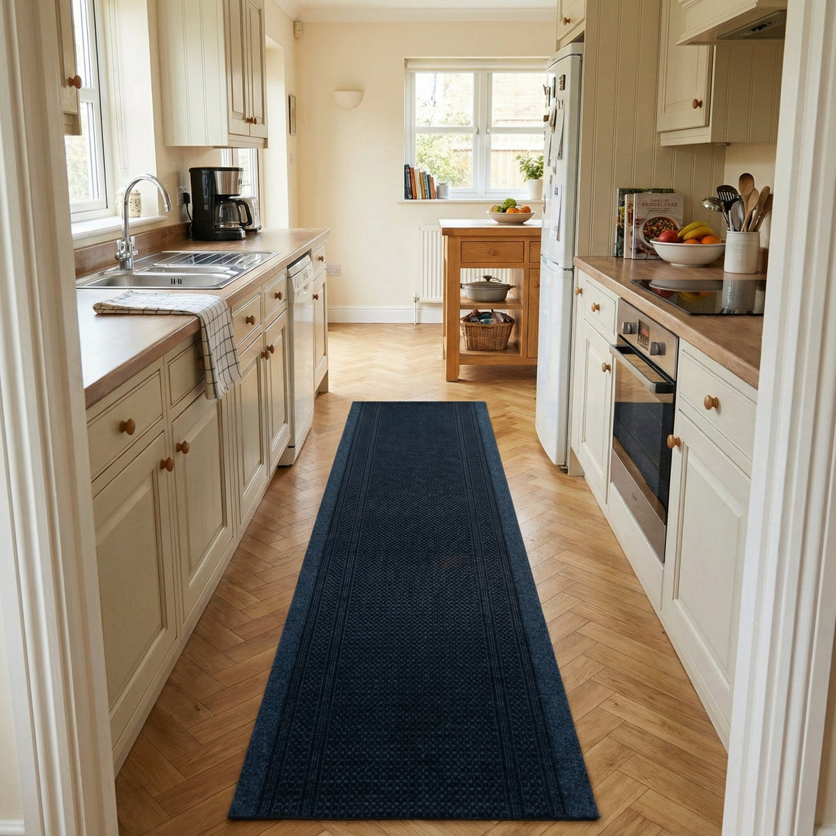 Aztec Blue Kitchen Carpet Runner