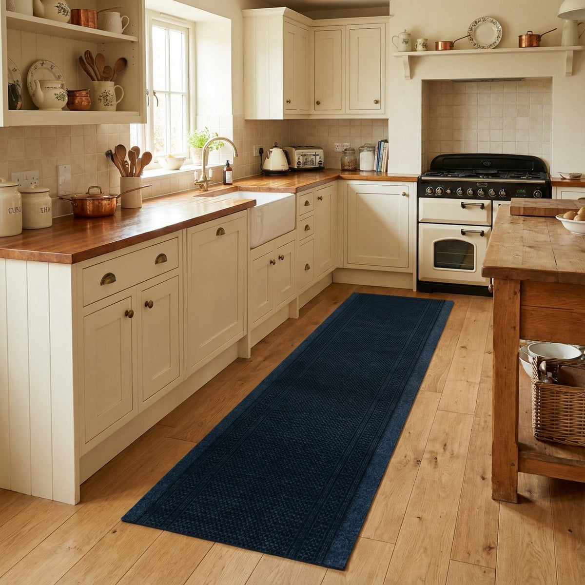 Aztec Blue Kitchen Carpet Runner
