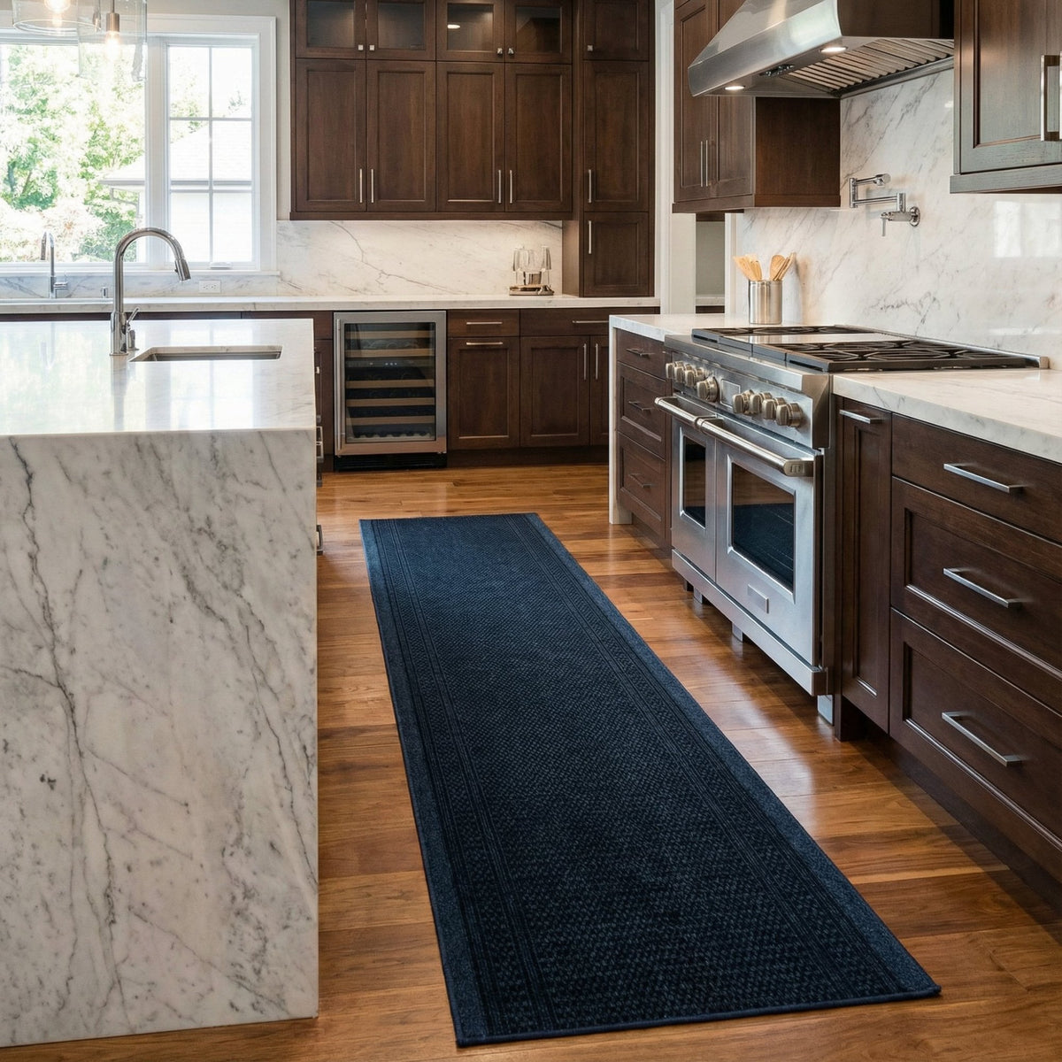 Aztec Blue Kitchen Carpet Runner
