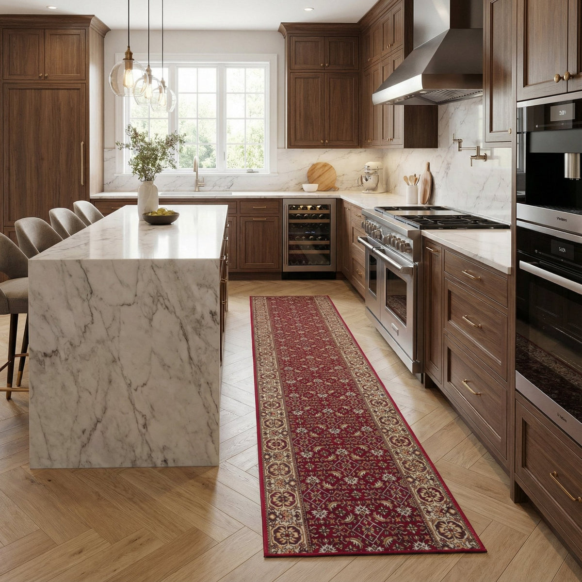 Bidjar Red Kitchen Carpet Runner