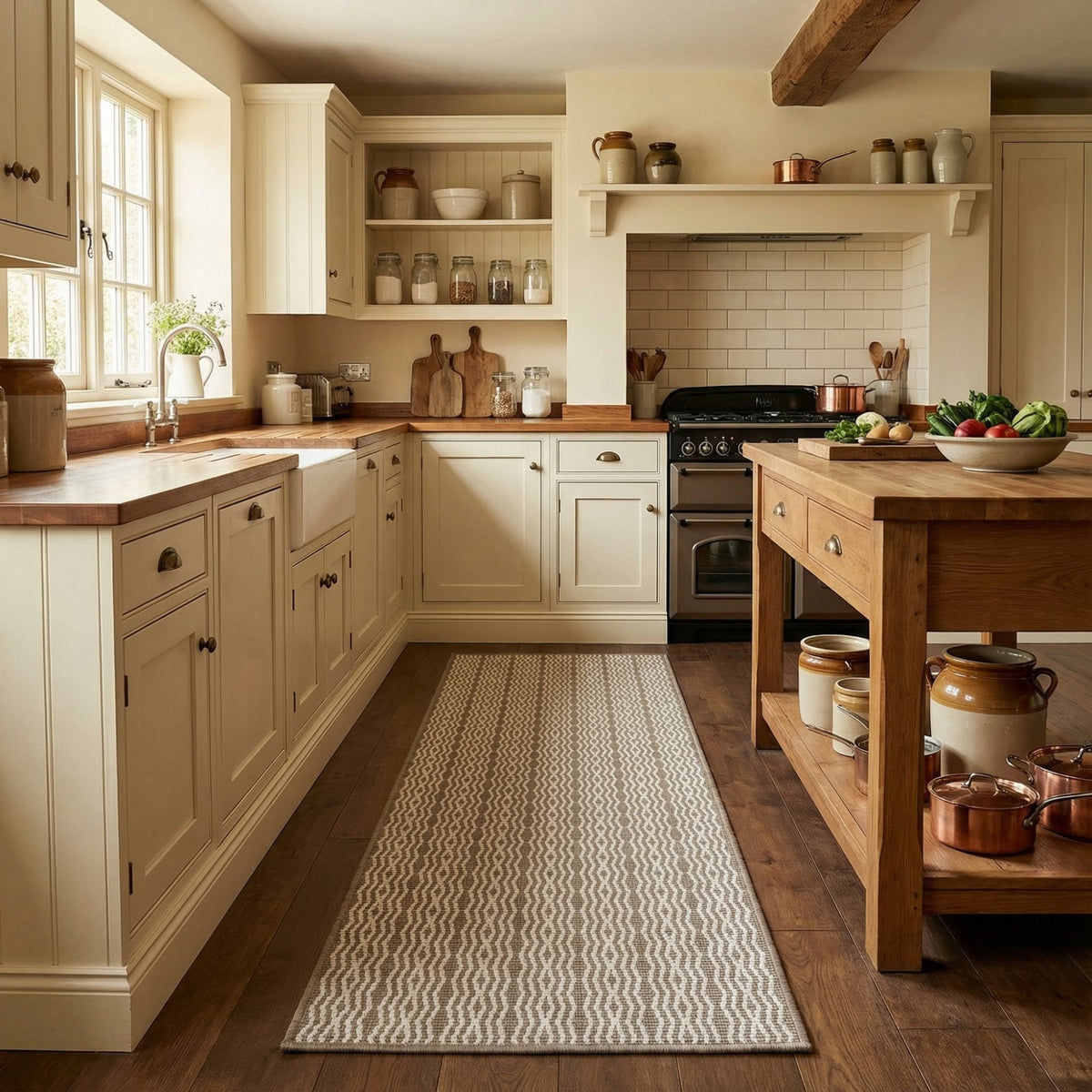 Cable Beige Kitchen Runner