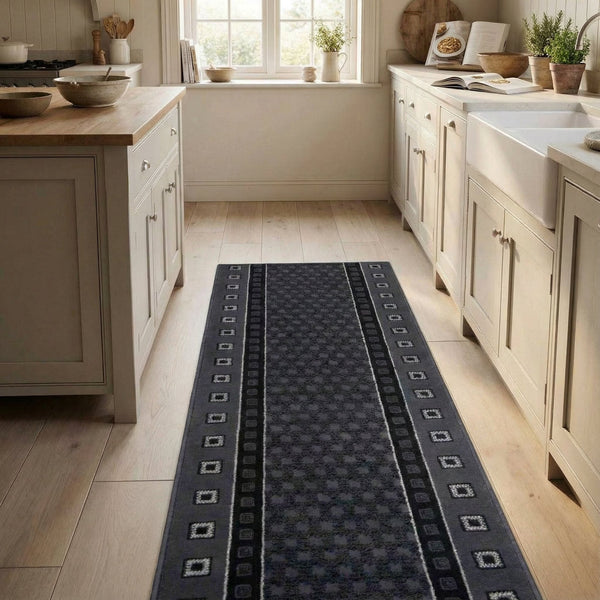 Caesar Dark Gray Kitchen Runner