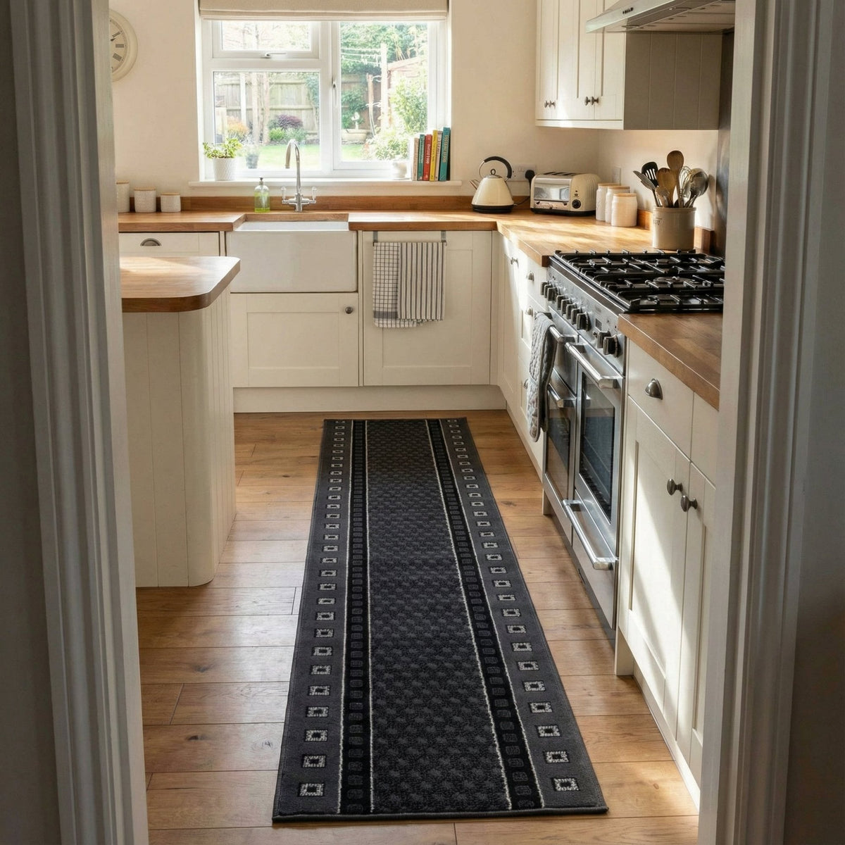 Caesar Dark Gray Kitchen Runner