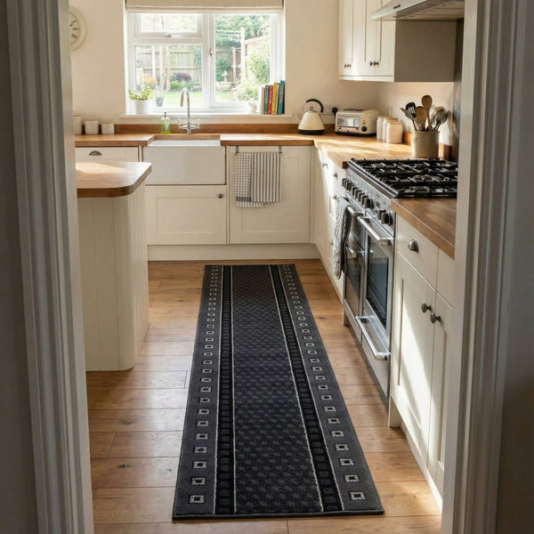 Caesar Dark Gray Kitchen Runner