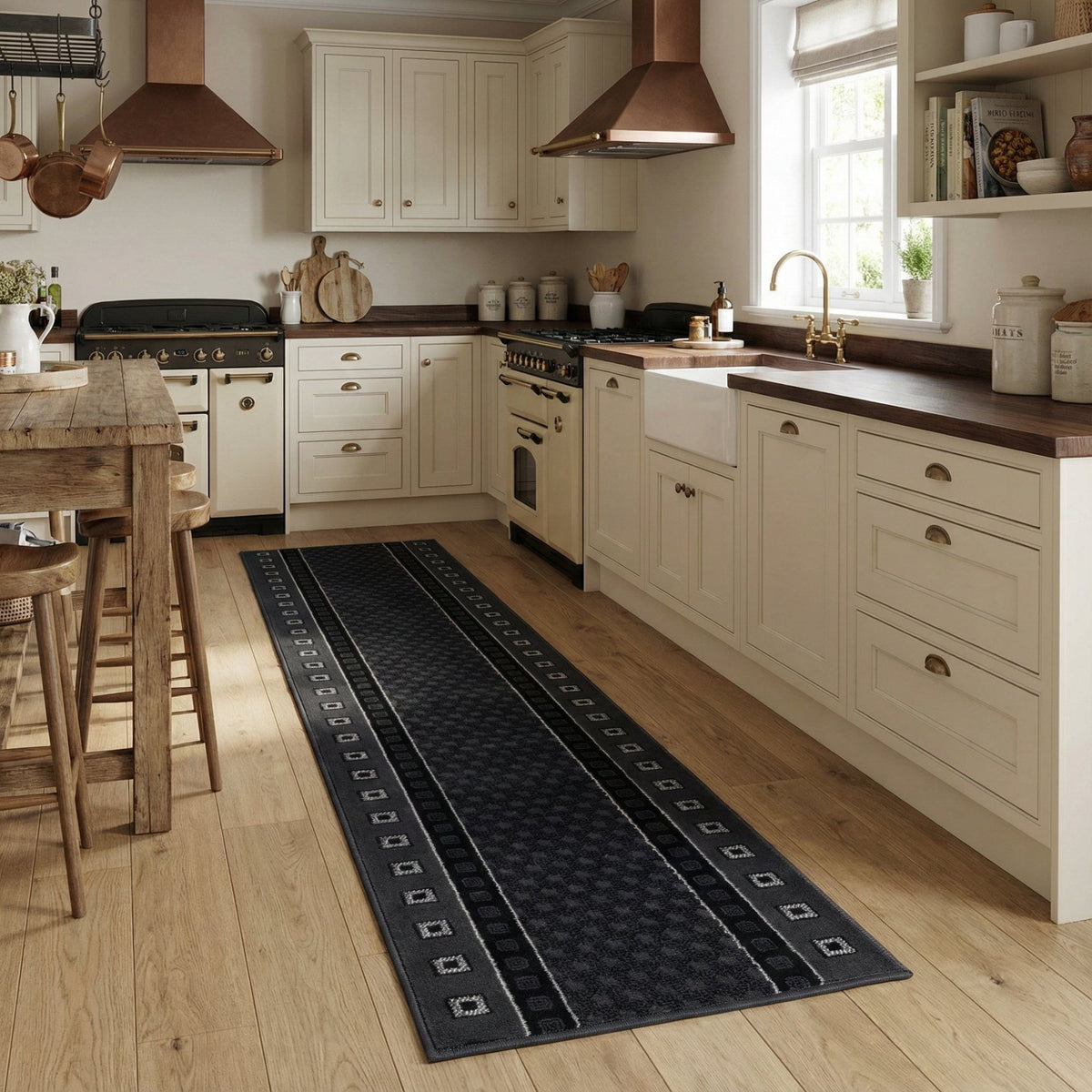 Caesar Dark Gray Kitchen Runner