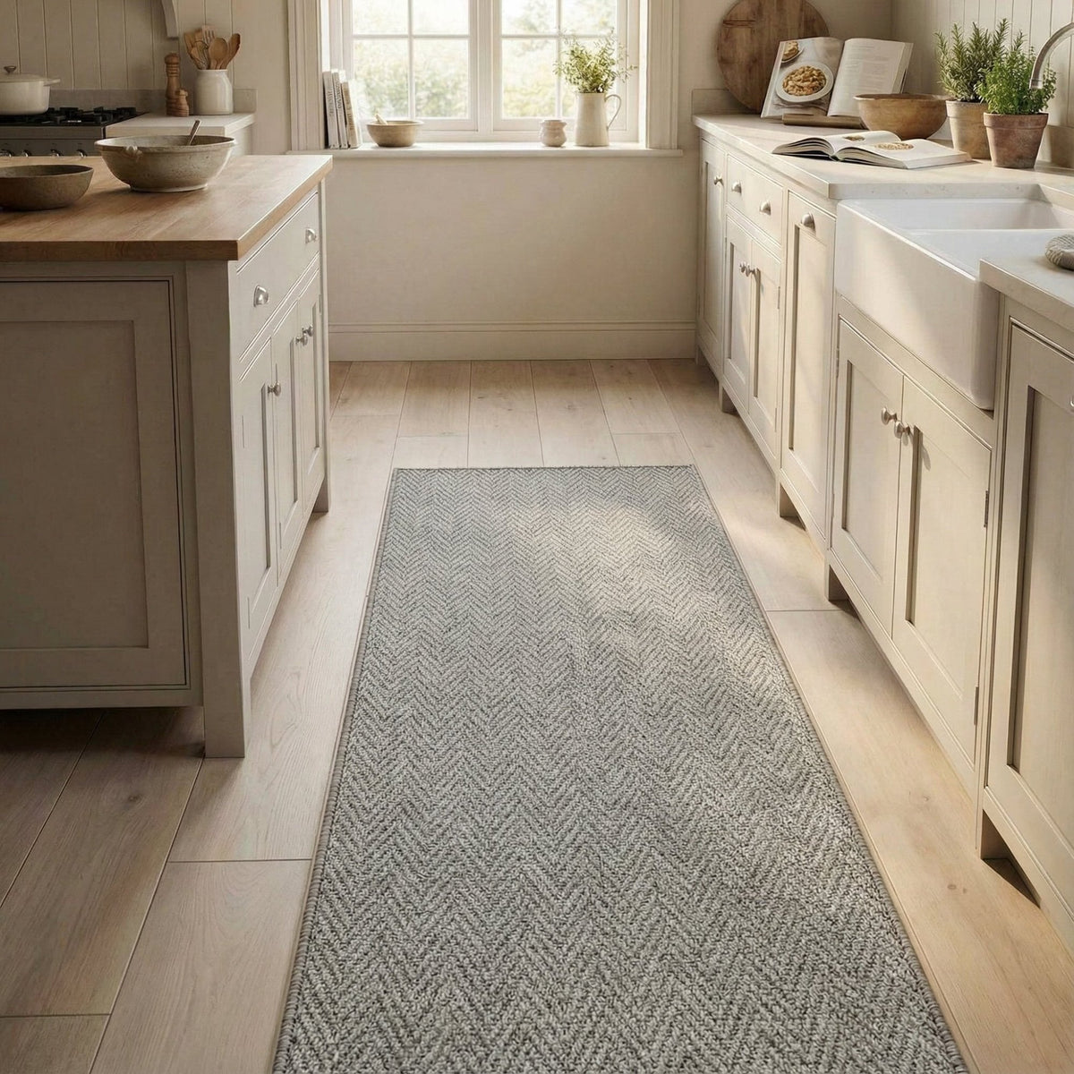 Country Herringbone Elephant Kitchen Runner
