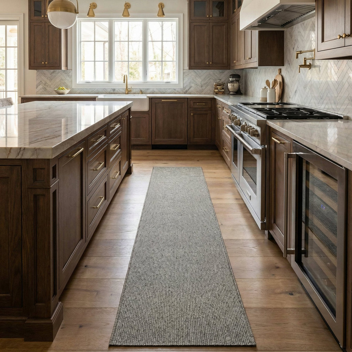 Country Linear Elephant Kitchen Runner