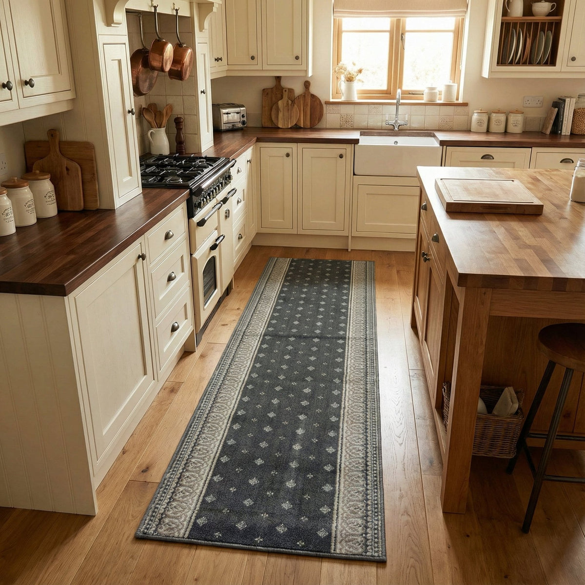 Heirloom Fleur De Lis Abbey Navajo White Kitchen Runner