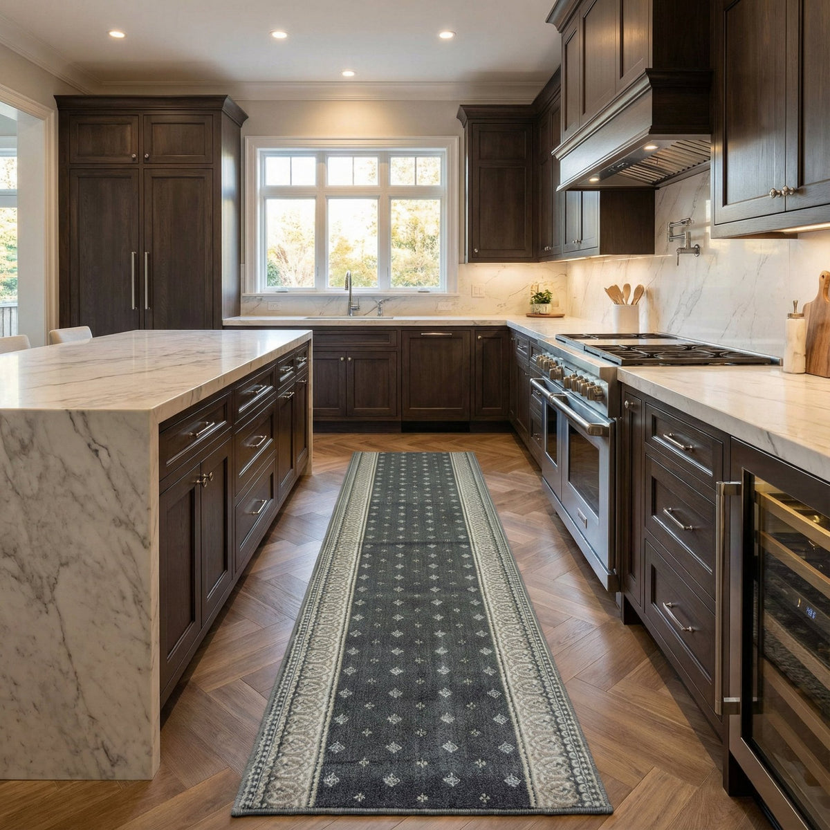 Heirloom Fleur De Lis Abbey Navajo White Kitchen Runner
