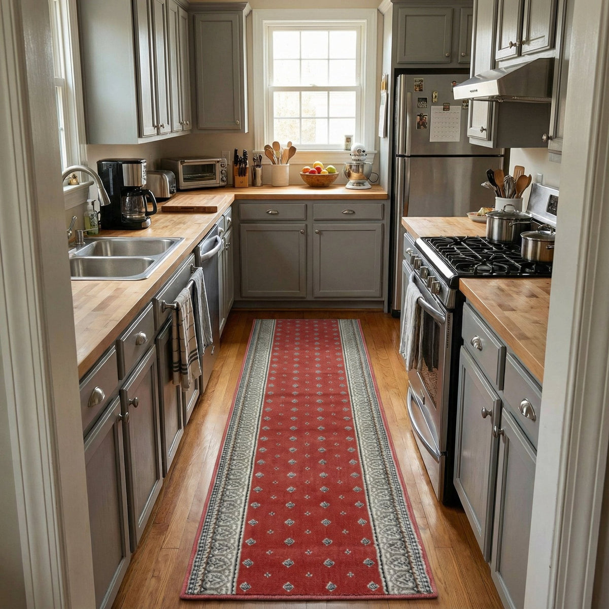 Heirloom Fleur De Lis Cinnabar Navajo White Kitchen Runner