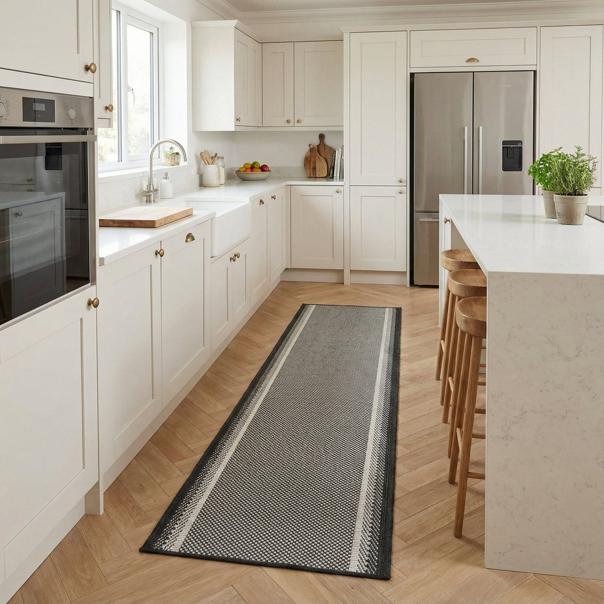 Geo Black Kitchen Runner